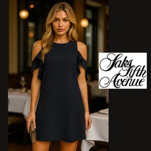 Saks Fifth Avenue Cold Shoulder Black Dress (Size XS)